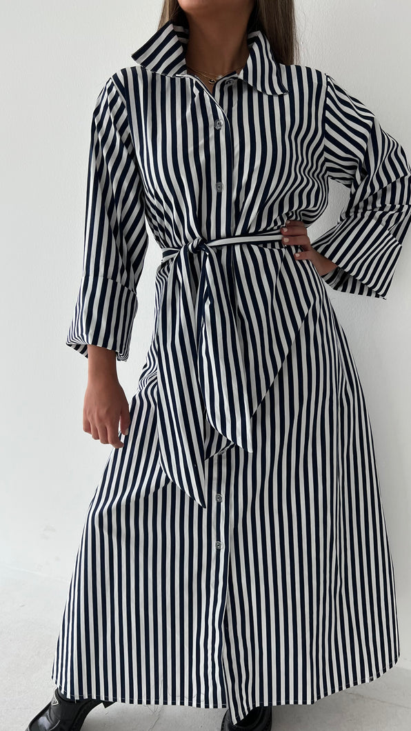 NAVY STRIPED DRESS-SHIRT